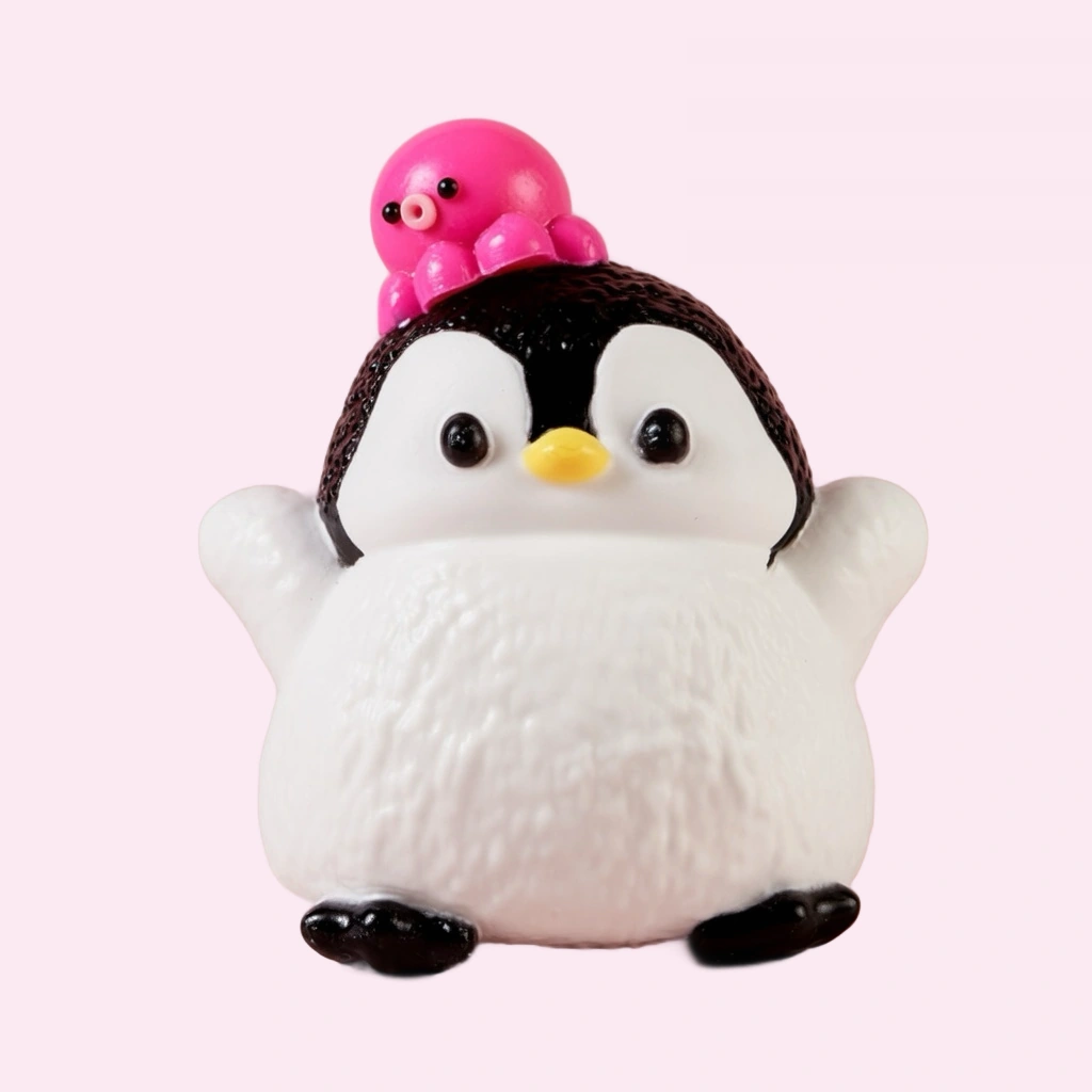 Kawaii Penguin Squishy with Tiny Octopus Friend