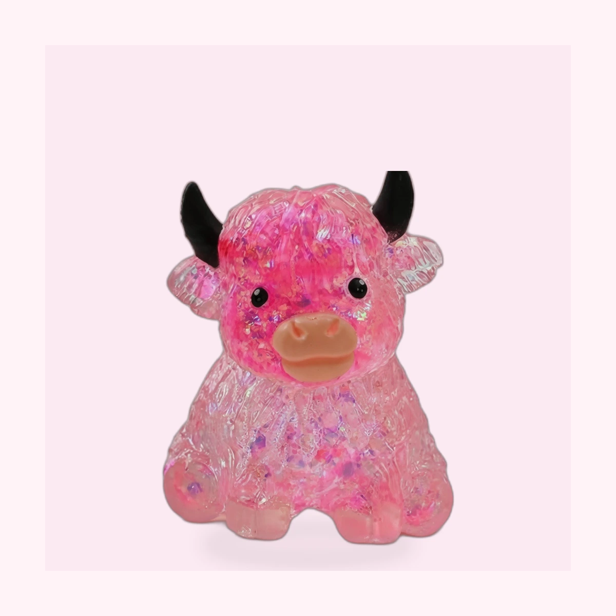 Kawaii Pink Cow Squishy Crystal Jelly Bead Highland Toy