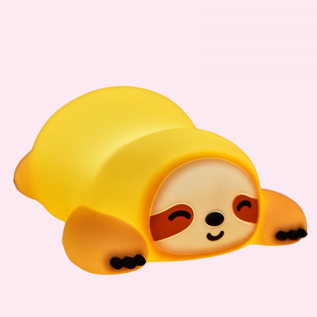 ナマケモノ スクイーズ ナイトライト カワイイ — 握ると光る シリコン