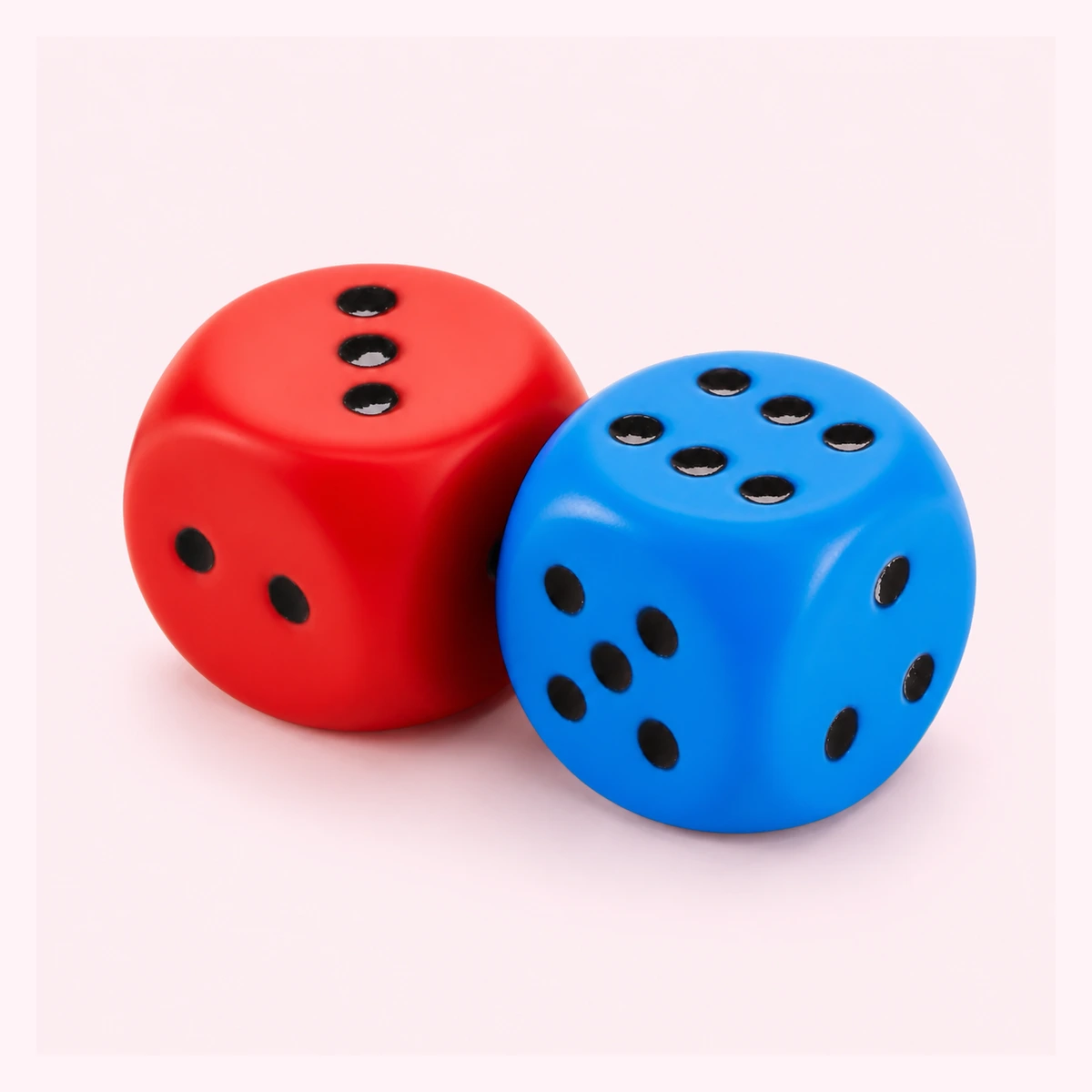 Large Dice Squishy 2-Pack, 3.9 Inch Red Blue Foam Stress Dice