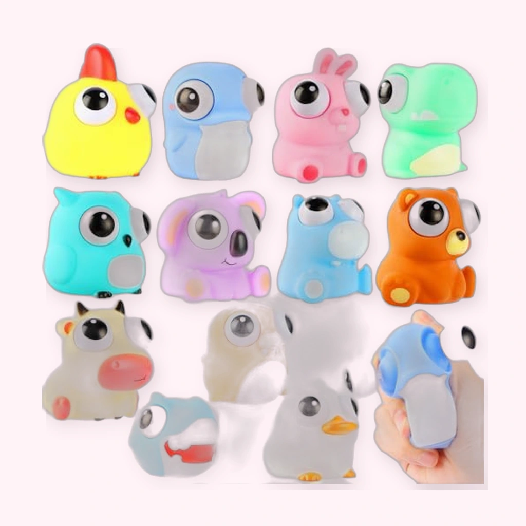 12 pack mini animal eyeball squishy squeeze toys