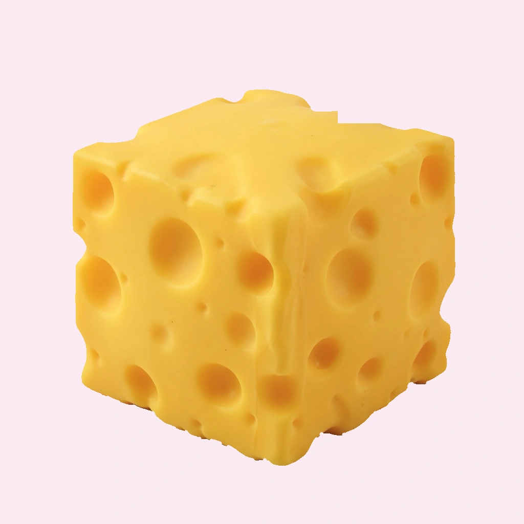 Mini Cheese Cube Squishy, Tiny Golden Squeeze Cube