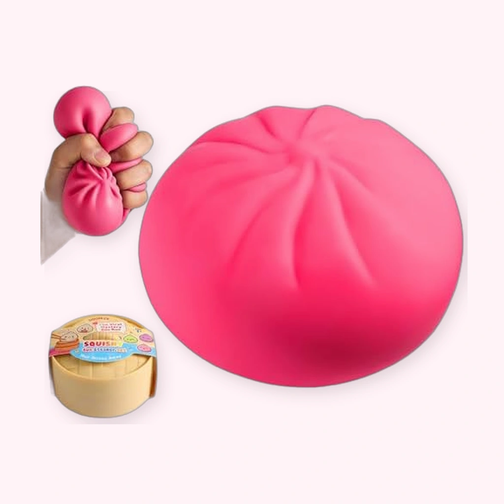Mini Dumpling Squishy Rose Pink Bao Bun Stress Toy
