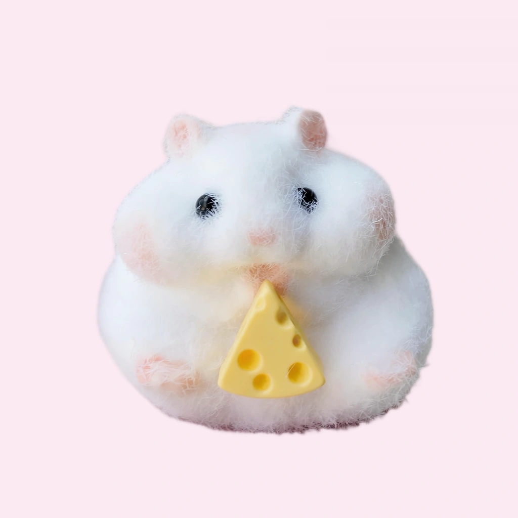 Mini Hamster Squishy With Cheese Soft Squeeze Toy