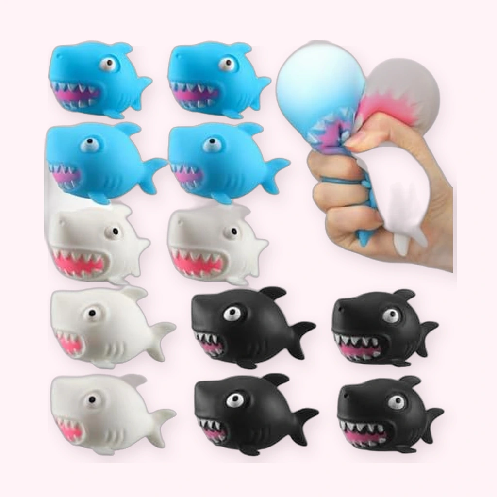 Mini Shark Squishy 12 Pack, Squeeze Stress Ball Party Set