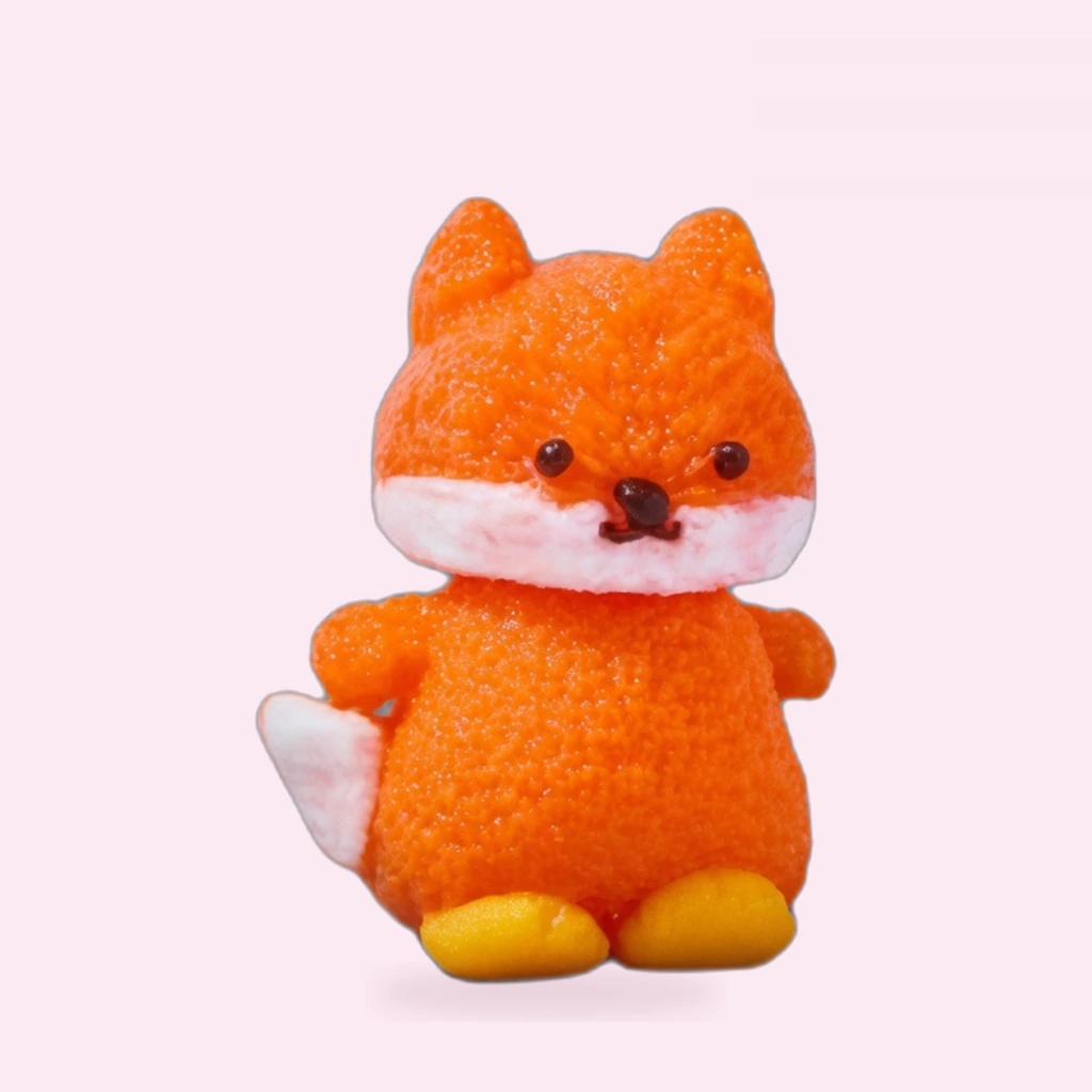 Mochi Fox Squishy Slow Rising Sensory Fidget Toy in Sunset Orange