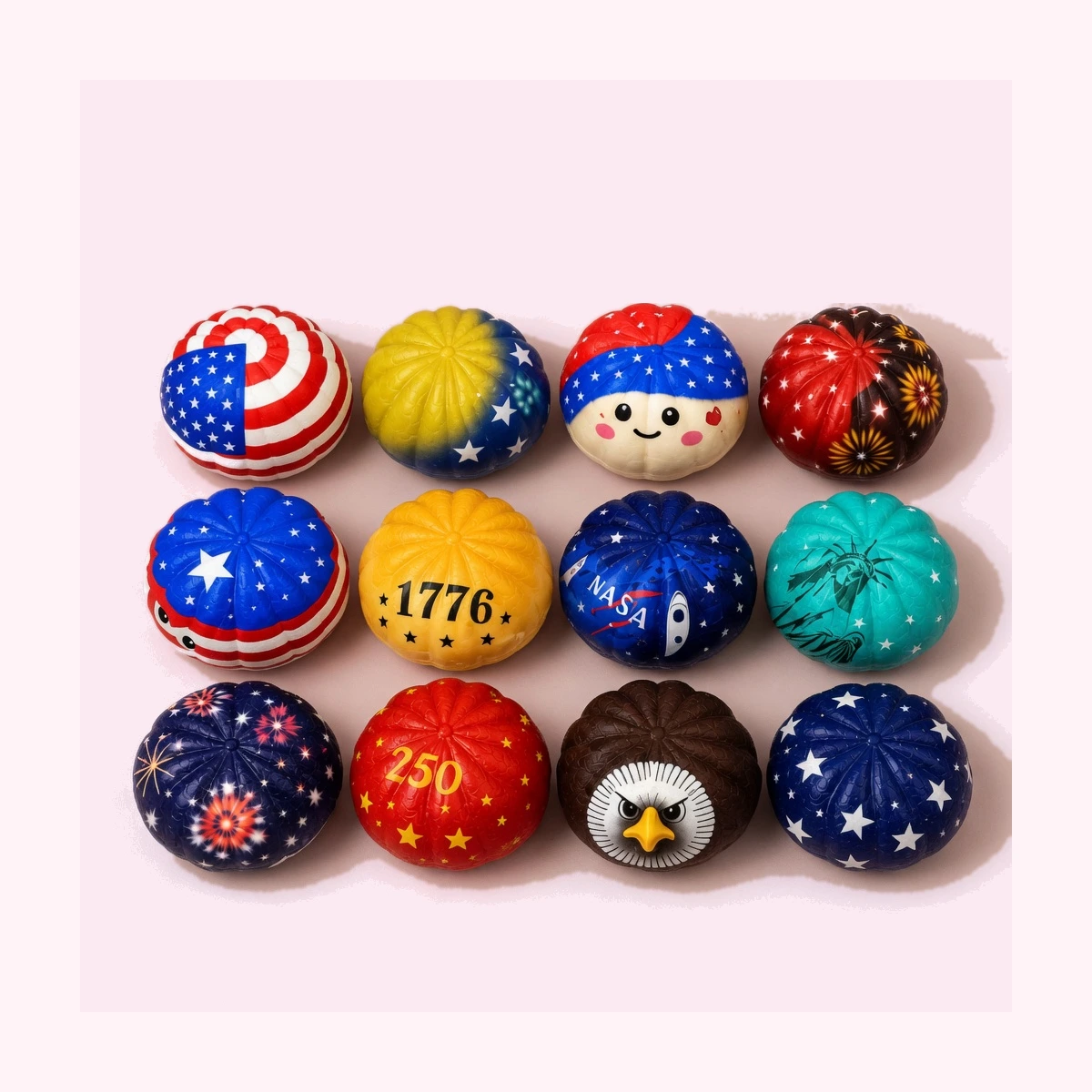 Patriotic Dumpling Squishy Mystery Box – Liberty 250 Blind Box, 12 Collectible 4th of July Designs