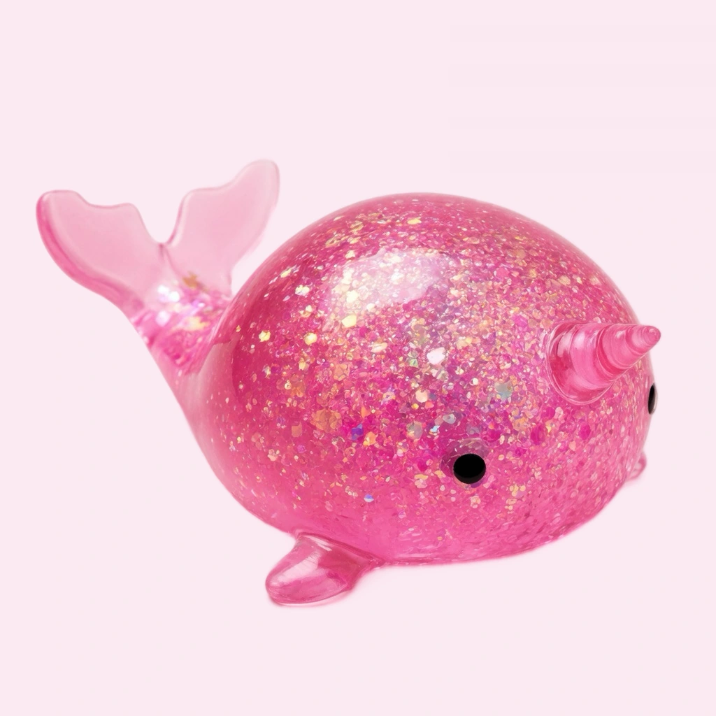 Pink Narwhal squishy Kawaii som går sakte tilbake til formen Glitter Squeeze Toy