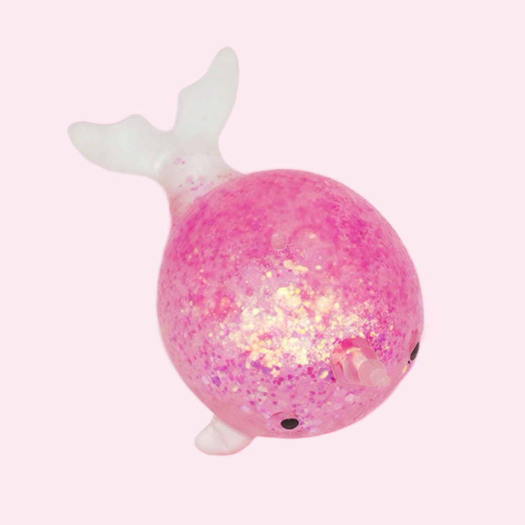 Pink Whale Squishy Glitter Water Bead Squeeze Stress Toy