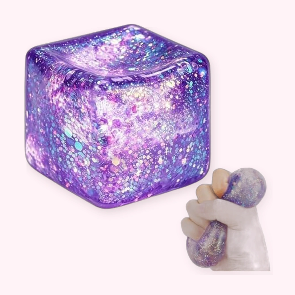 Purple galaxy glitter ice cube water bead squishy ball