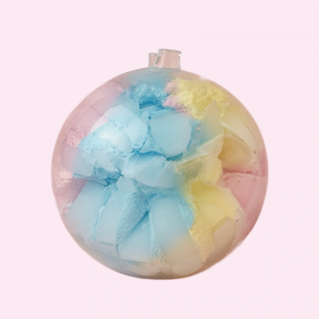 Rainbow cracking wax ball squishy, pastel crackle ASMR stress toy squeezed in hand