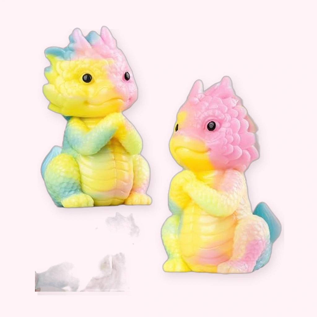 Rainbow Dragon Squishy 2 Pack - Kawaii Sticky Squeeze Toy