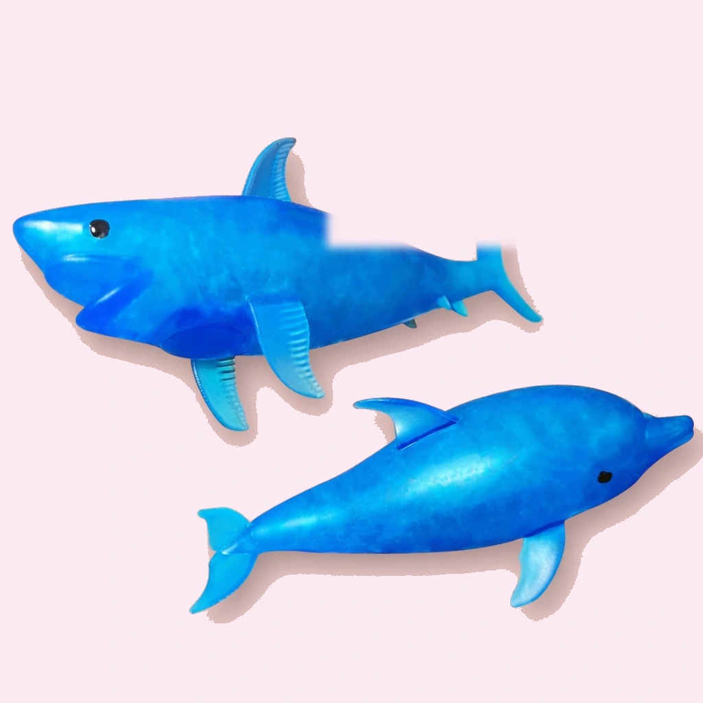 Shark Squishy Stress Ball Set with Squishy Dolphin