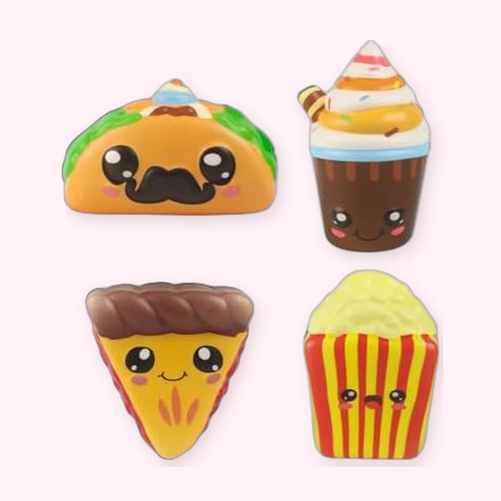 Slow rising hamburger squishy 4-pack foam food party favors