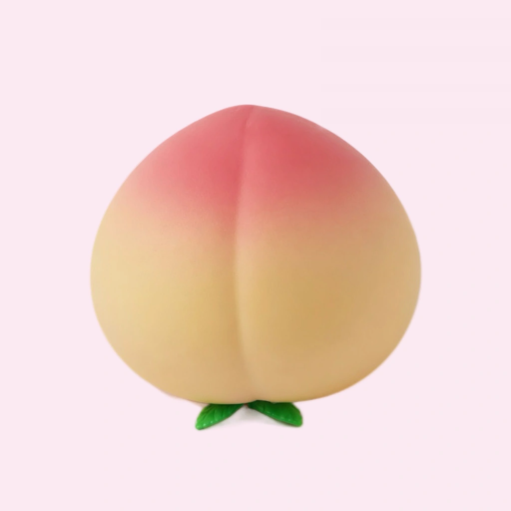 Slow rising peach squishy pink and yellow soft squeeze fruit stress toy