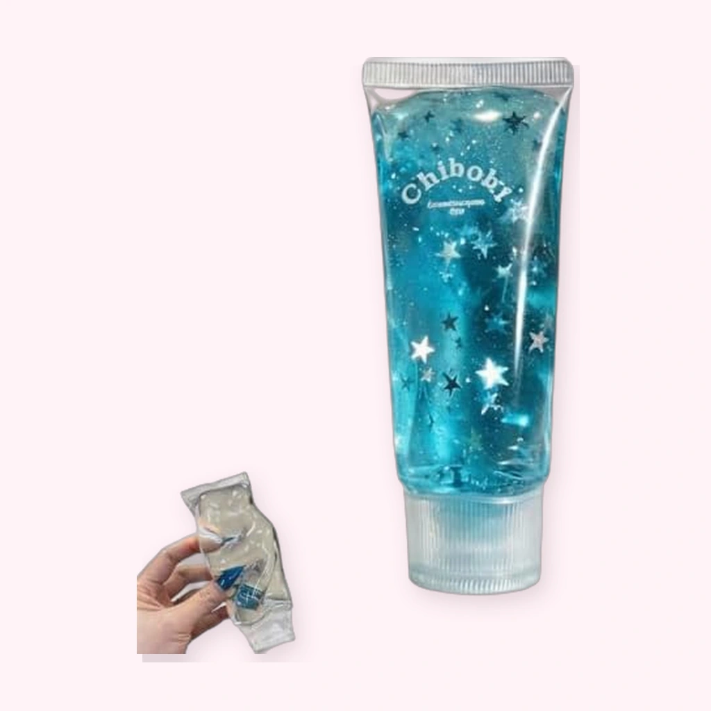 Blue crystal star slime squishy tube