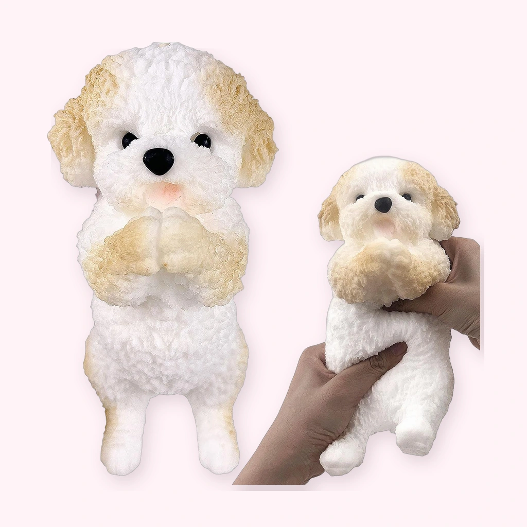 Cream teddy puppy dog squishy standing slow rising toy