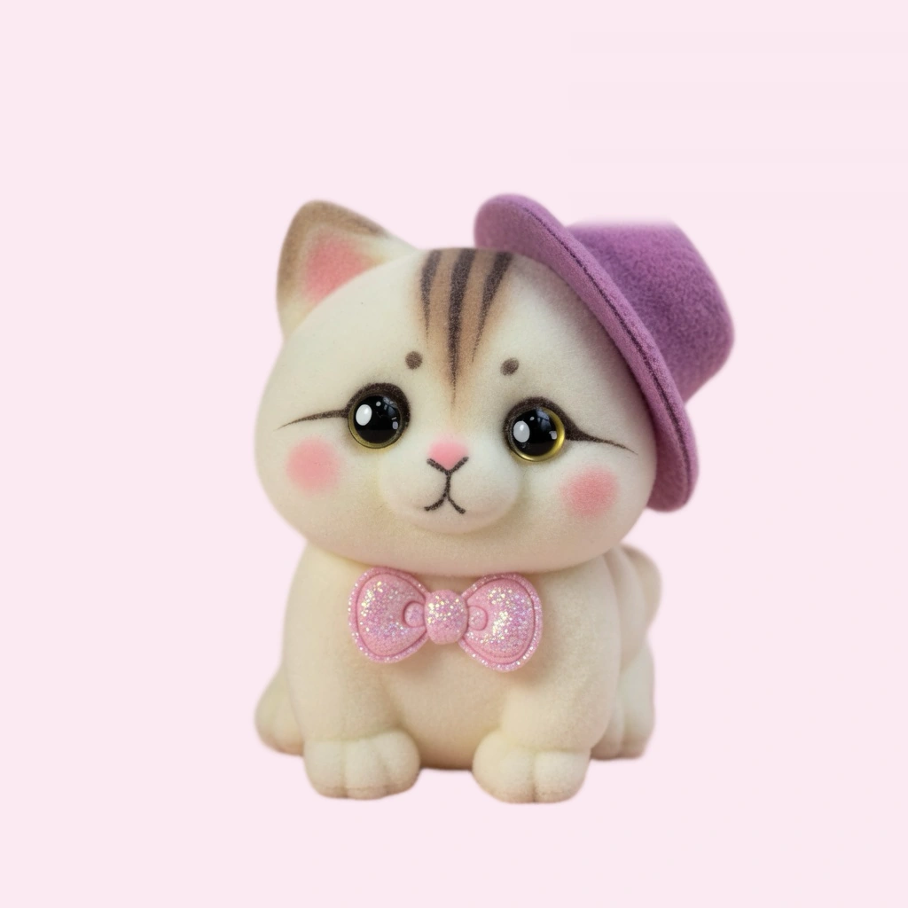 Tabby Cat Mochi Squishy, Soft Flocked Slow Rising Toy