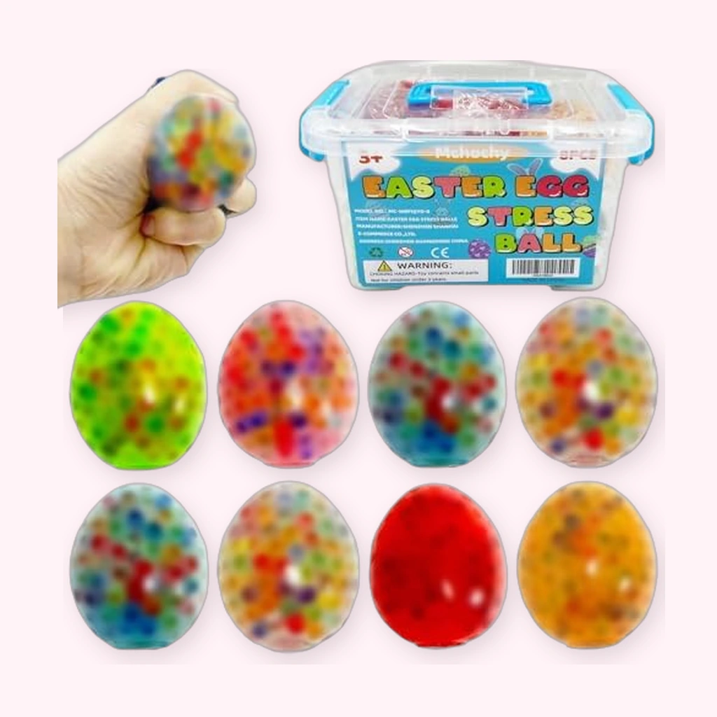 Water Bead Egg Squishy 8 Pack, Squishy Stress Ball Set