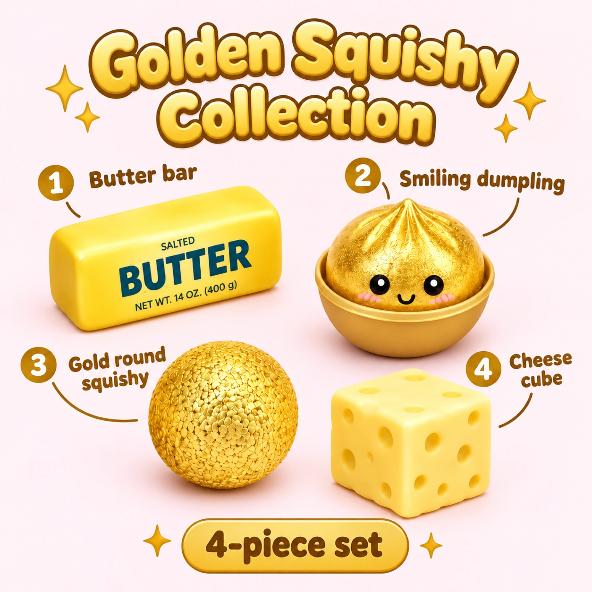 Gold Squishy Fun Box – 4-Piece Mystery Set — alternate view