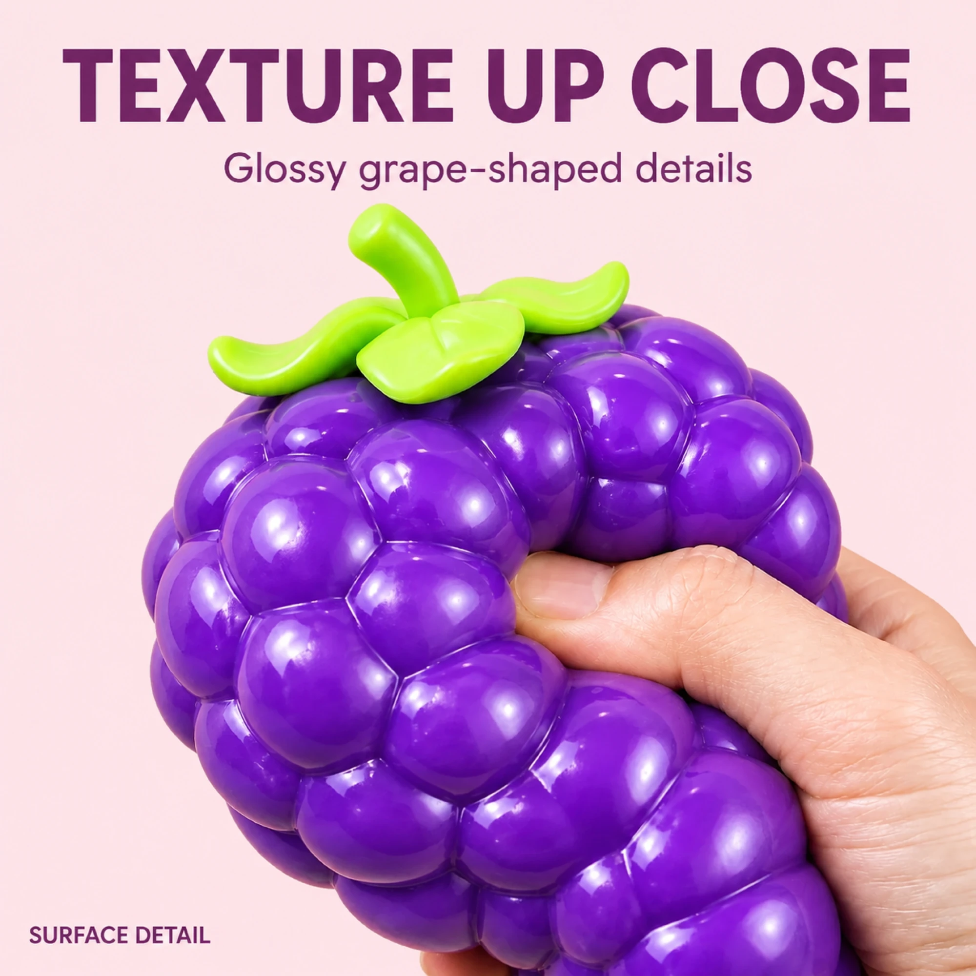 Glossy grape-shaped surface detail