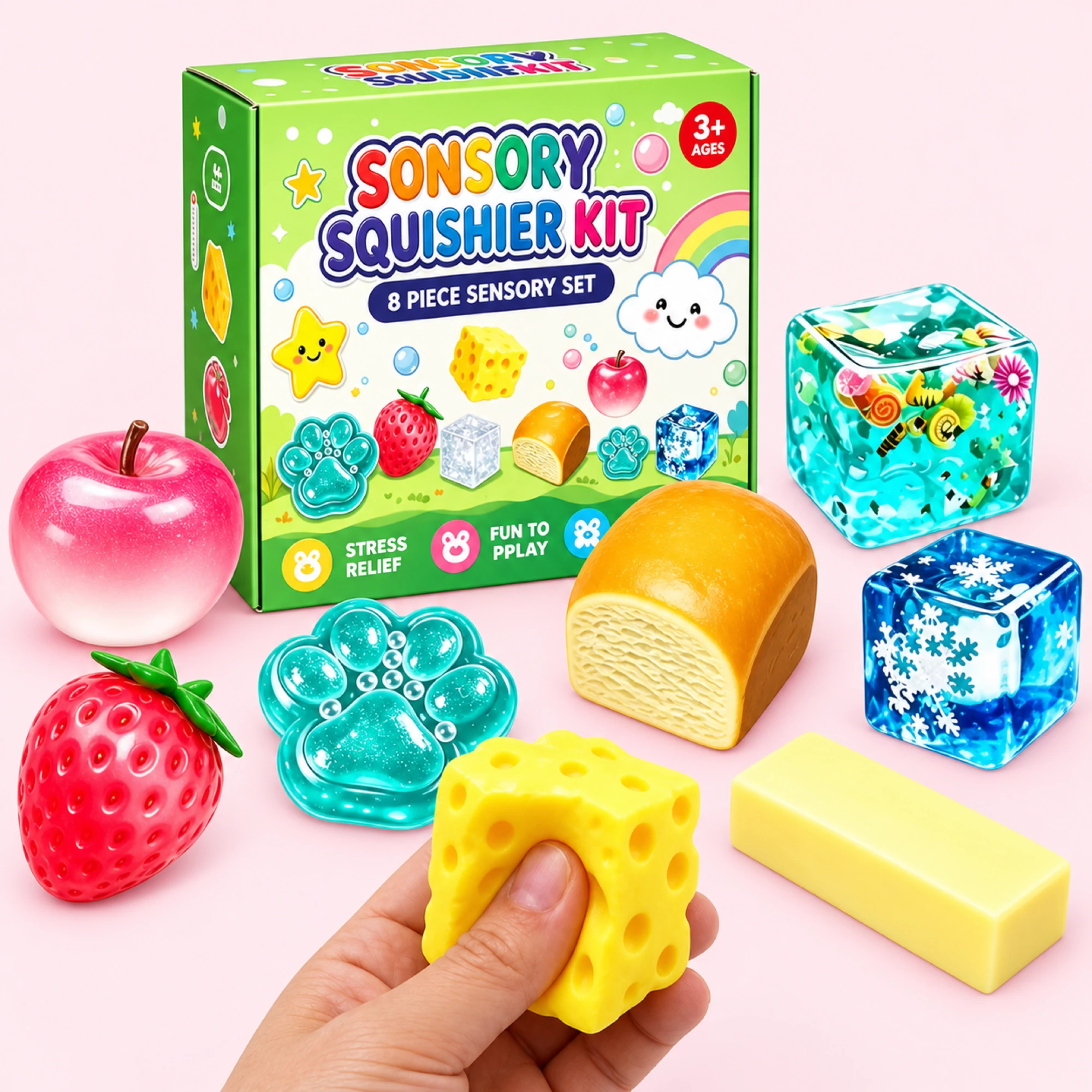 Green Sensory Squishier Kit – 8-Piece Mystery Set
