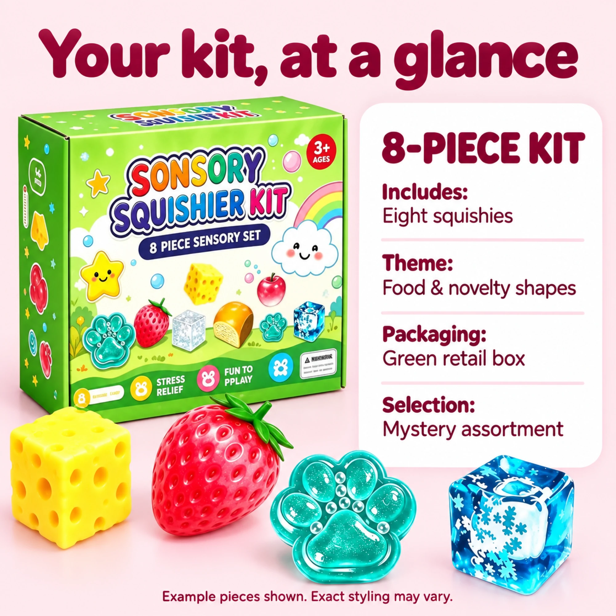 Green Sensory Squishier Kit – 8-Piece Mystery Set｜低反発
