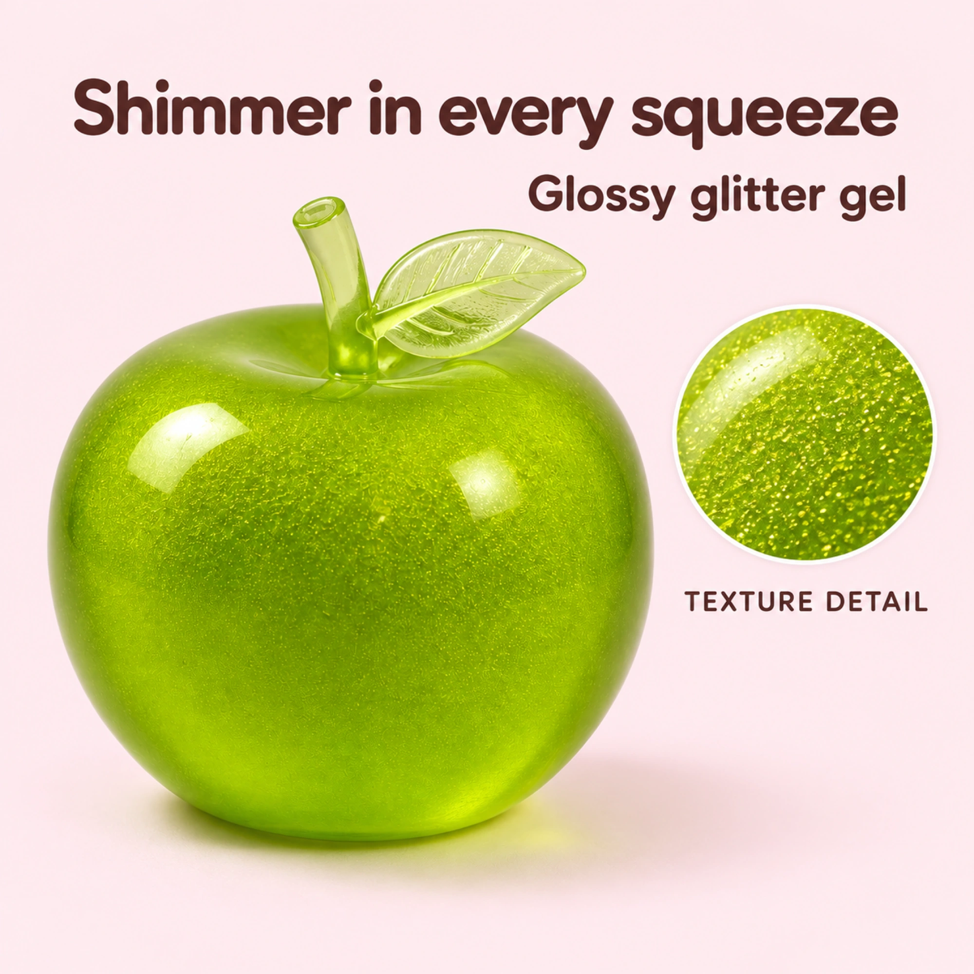 Slushy Apple Squishy – Jumbo Glitter-Gel Zero Bounce-Back Stress Toy — inside