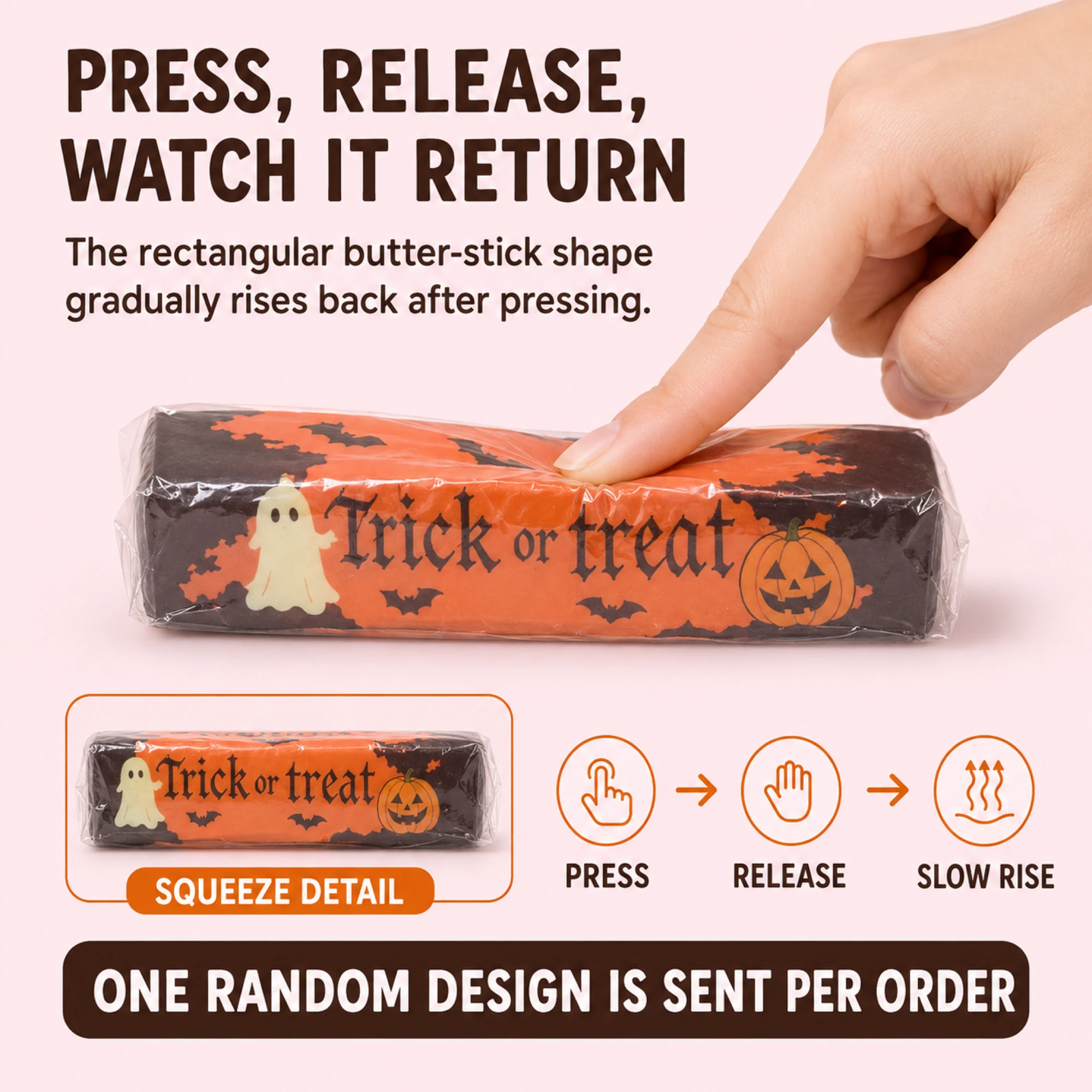Halloween butter squishy — slow-rising squeeze detail for one random design