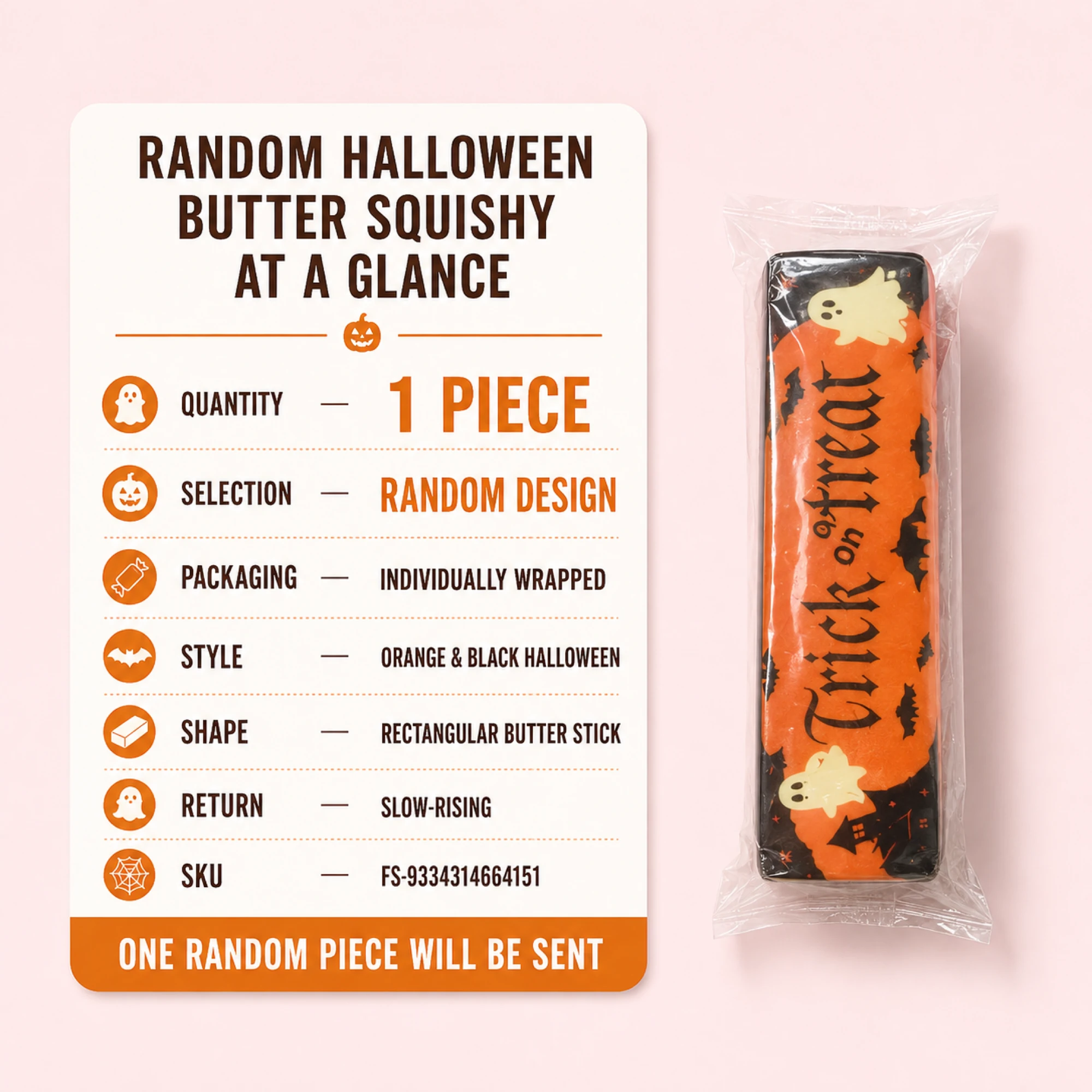 Halloween butter squishy — one-piece random-design specifications