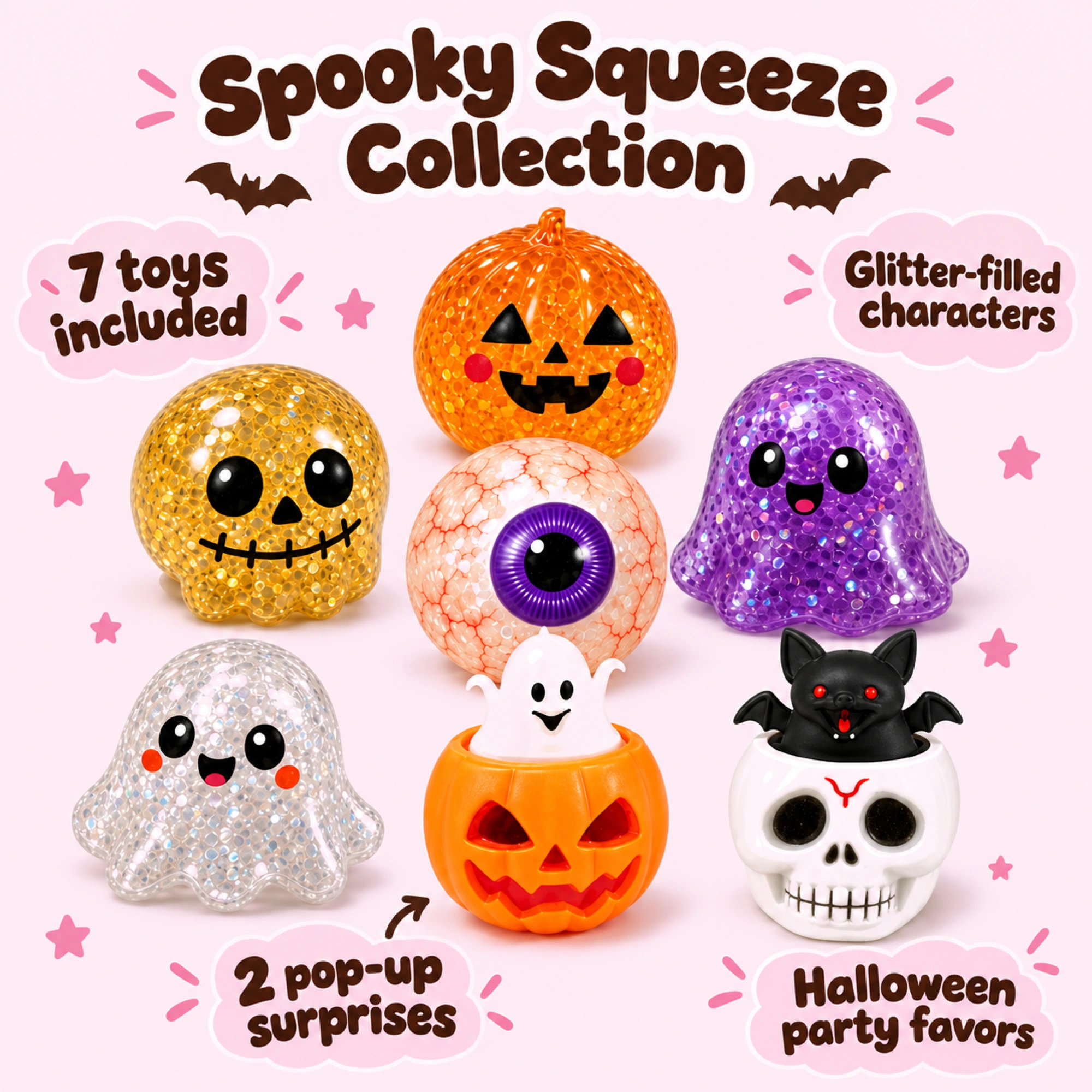 Halloween Squishy Set – 7 Pack Mystery & Pop-Up Squeeze Toys — alternate view