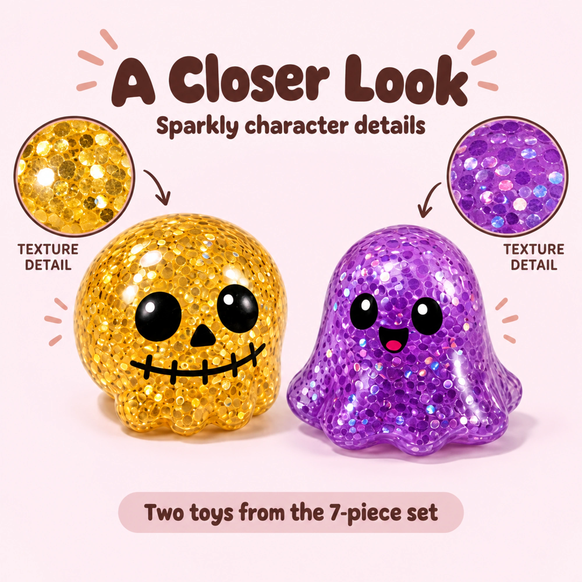 Halloween Squishy Set – 7 Pack Mystery & Pop-Up Squeeze Toys — inside