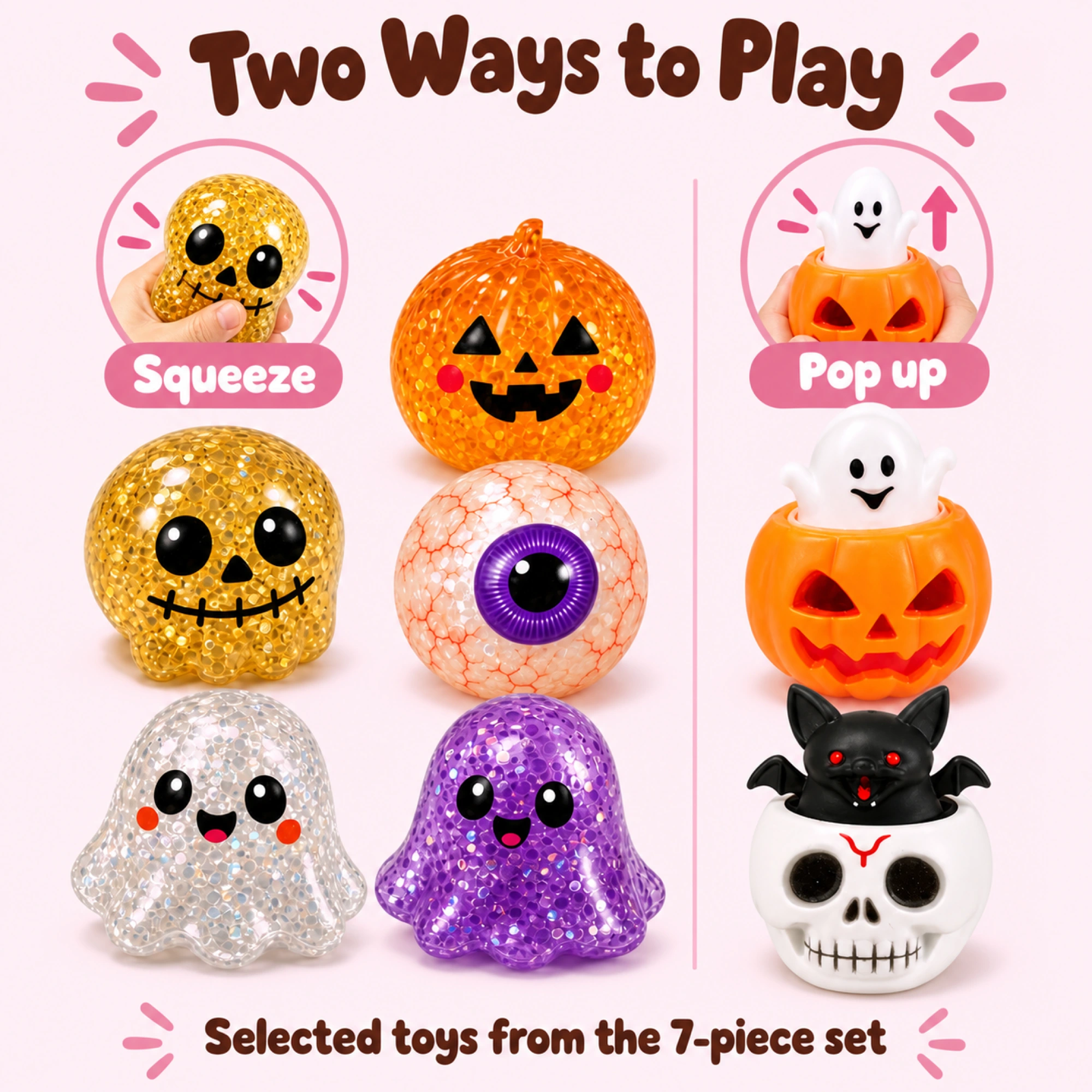 Halloween Squishy Set – 7 Pack Mystery & Pop-Up Squeeze Toys — comparison