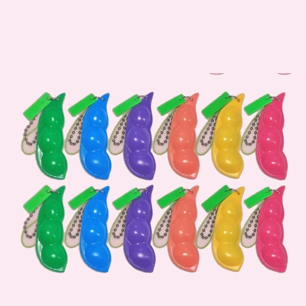 Soybean pea pod squishy keychain extruded as a tactile habit reversal tool