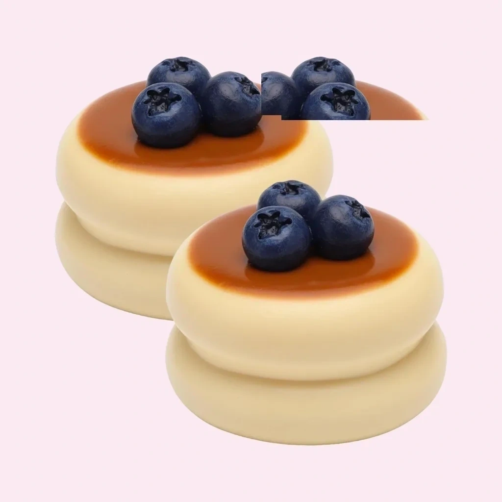 2 Pack Blueberry Squishy Souffle Slow Rebound Fidget Toys shown as a current blueberry squishy example