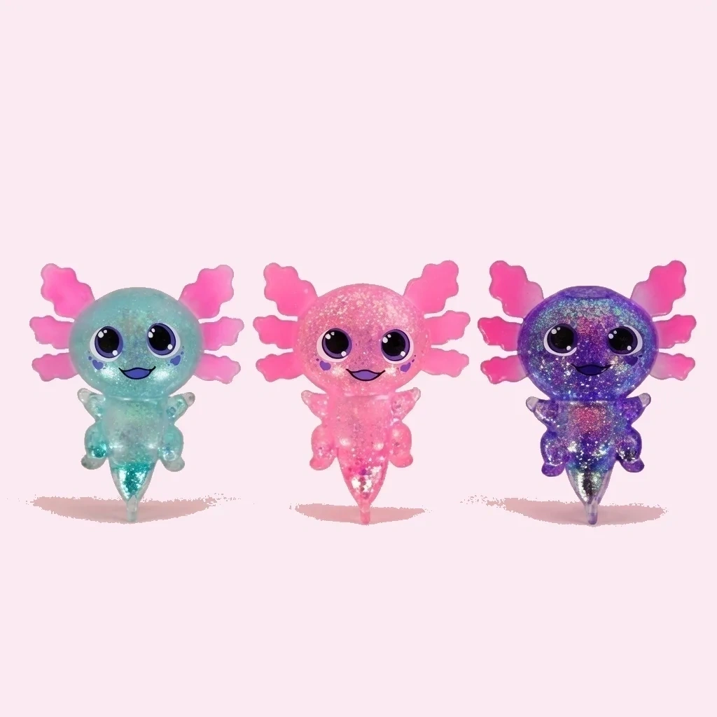 3 Pack Axolotl Water Bead Squishy Ball Set - Glitter Trio shown as a current water bead squishy example