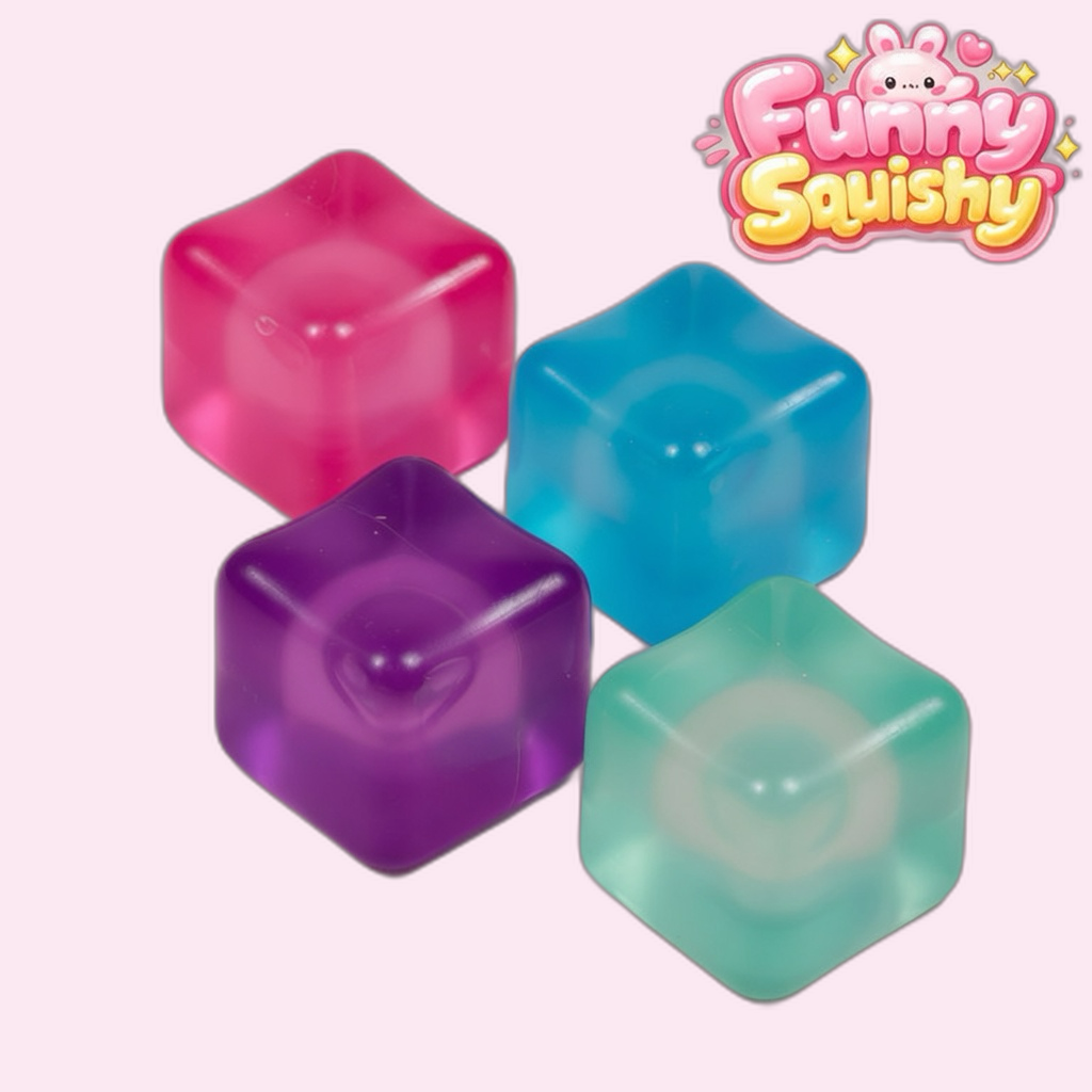 4 pack colorful ice cube squishy slow rising stress toy set