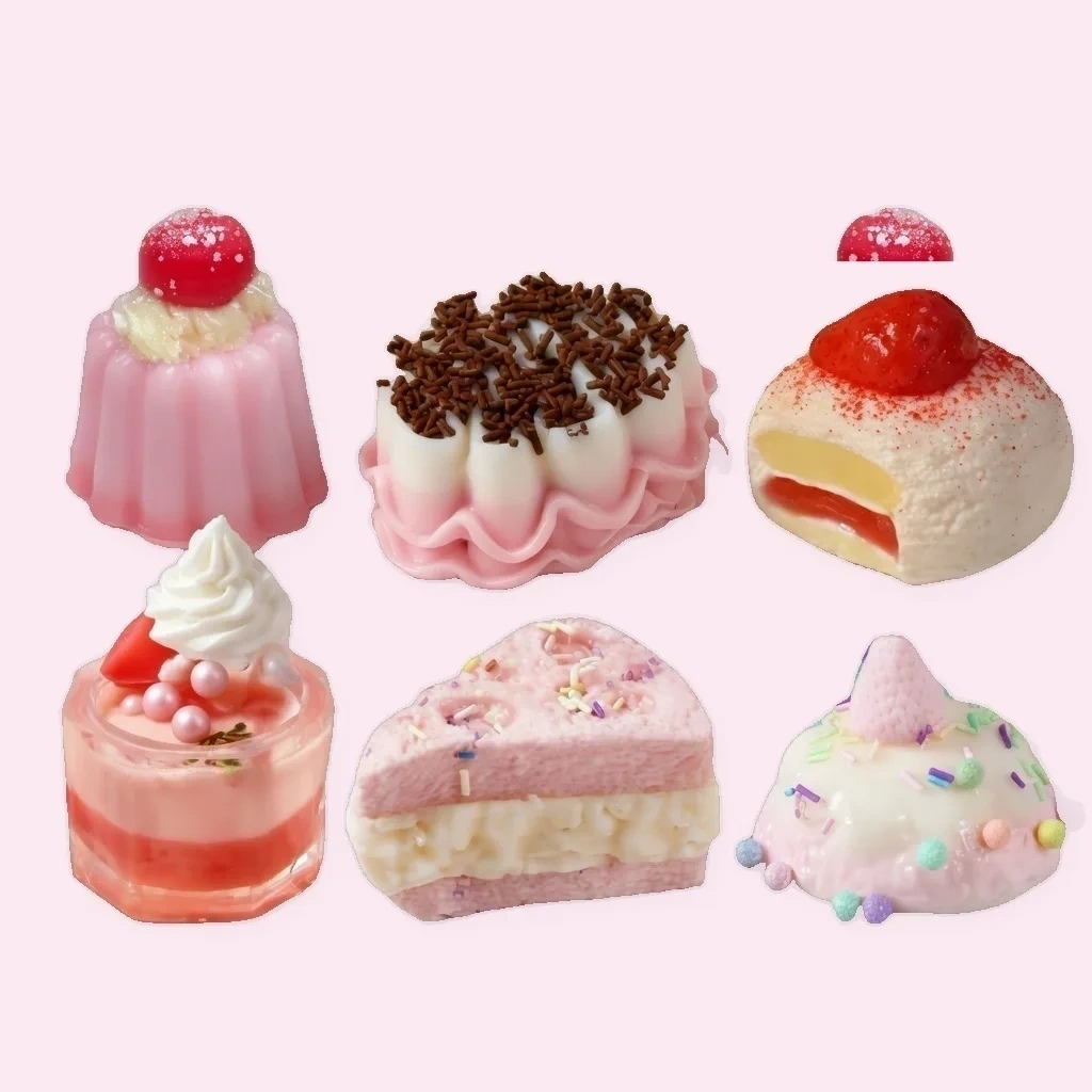 6 Pack Cupcake Squishy Set Jumbo Slow Rising Dessert Toys shown as a current cupcake squishy example