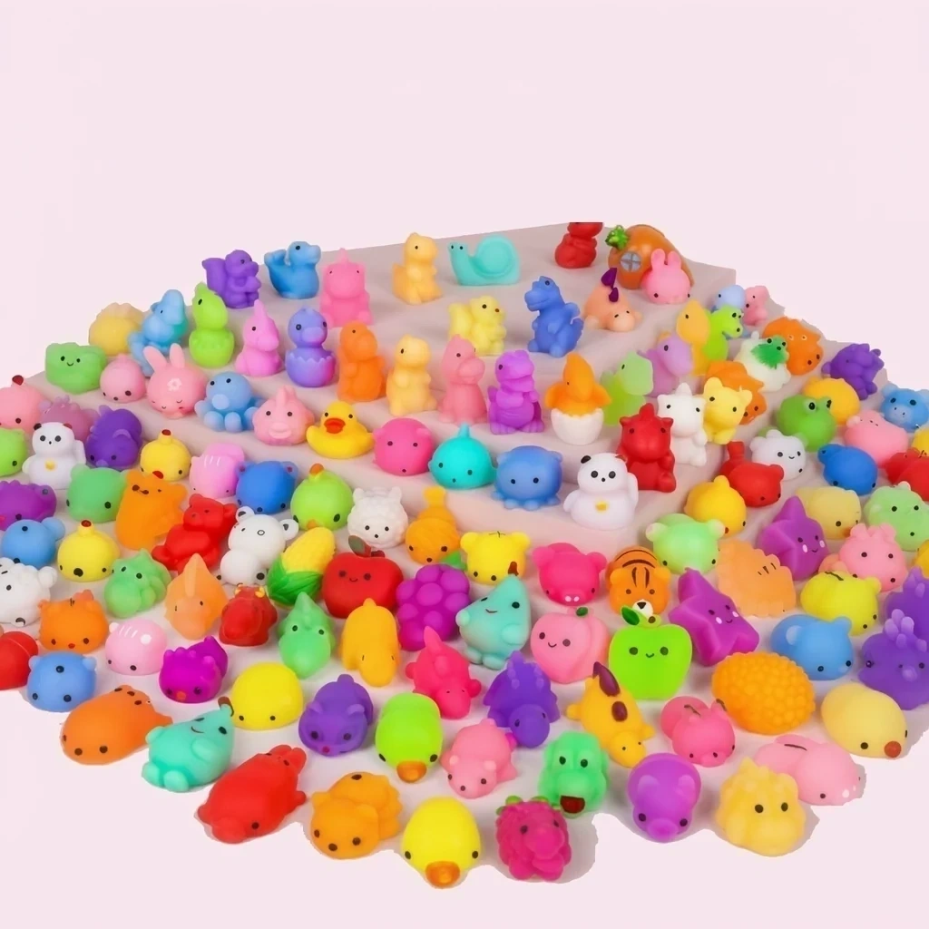 Variety of individually packaged mini animal squishies ready to fit standard plastic Easter eggs