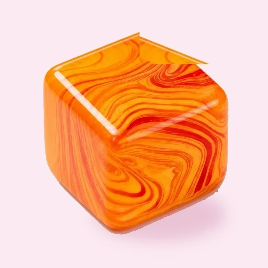Glitter fluid swirl cube squishy displayed neatly on modern bedroom shelf storage