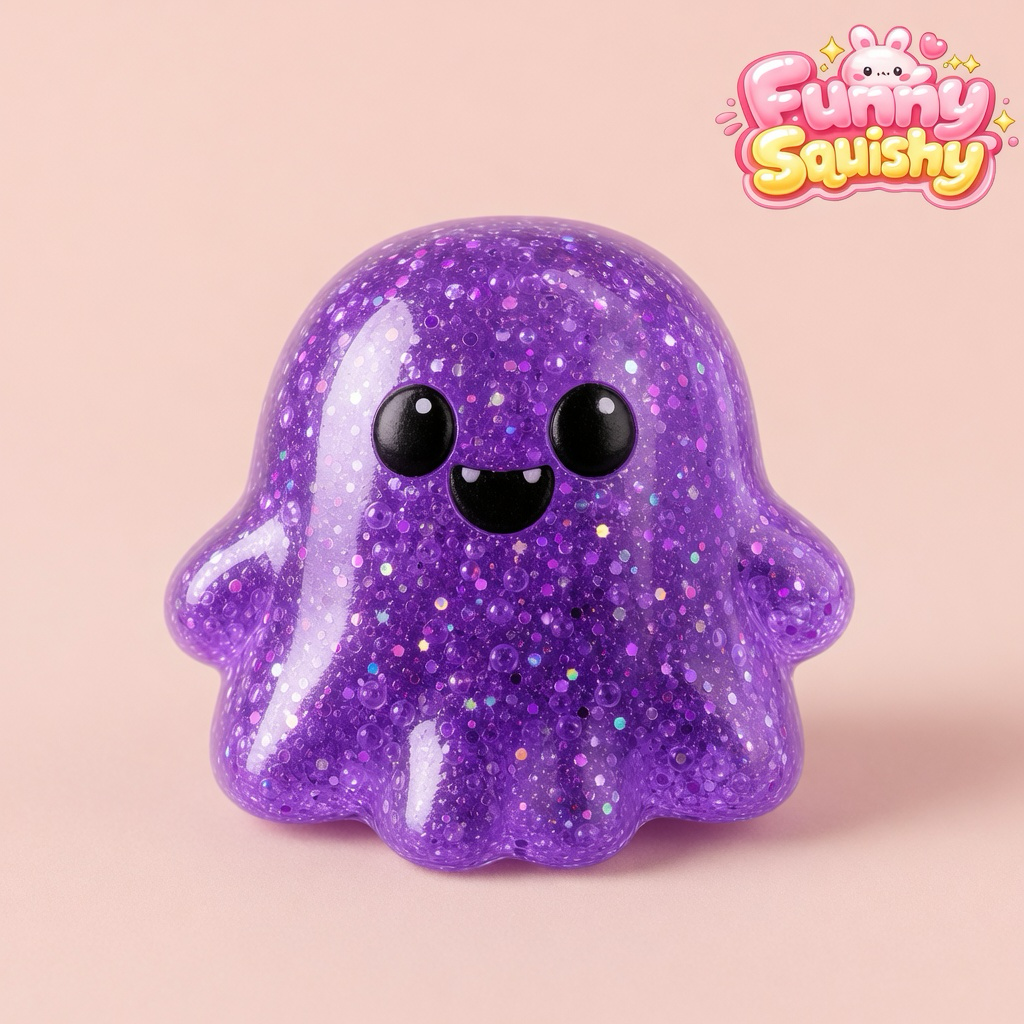 Ghost Squishy Purple Glitter Slow Rising Kawaii Stress Toy