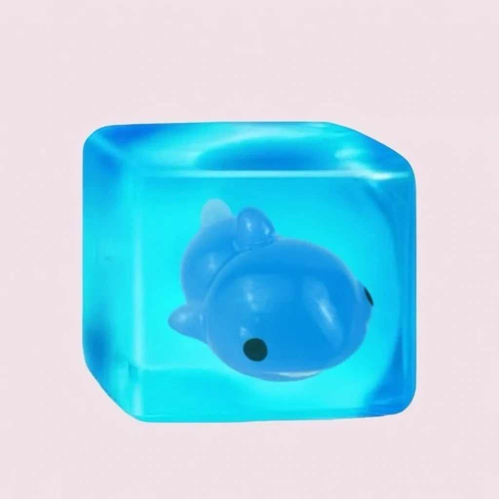 Glow in the Dark Dolphin Squishy Cube - Light Up Sensory Stress Toy shown as a current light up squishy example