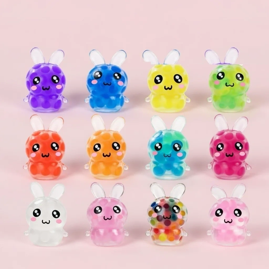 Jelly Bunny Squishy 12 Pack Mini Water Bead Squeeze Toy shown as a current bunny squishy example