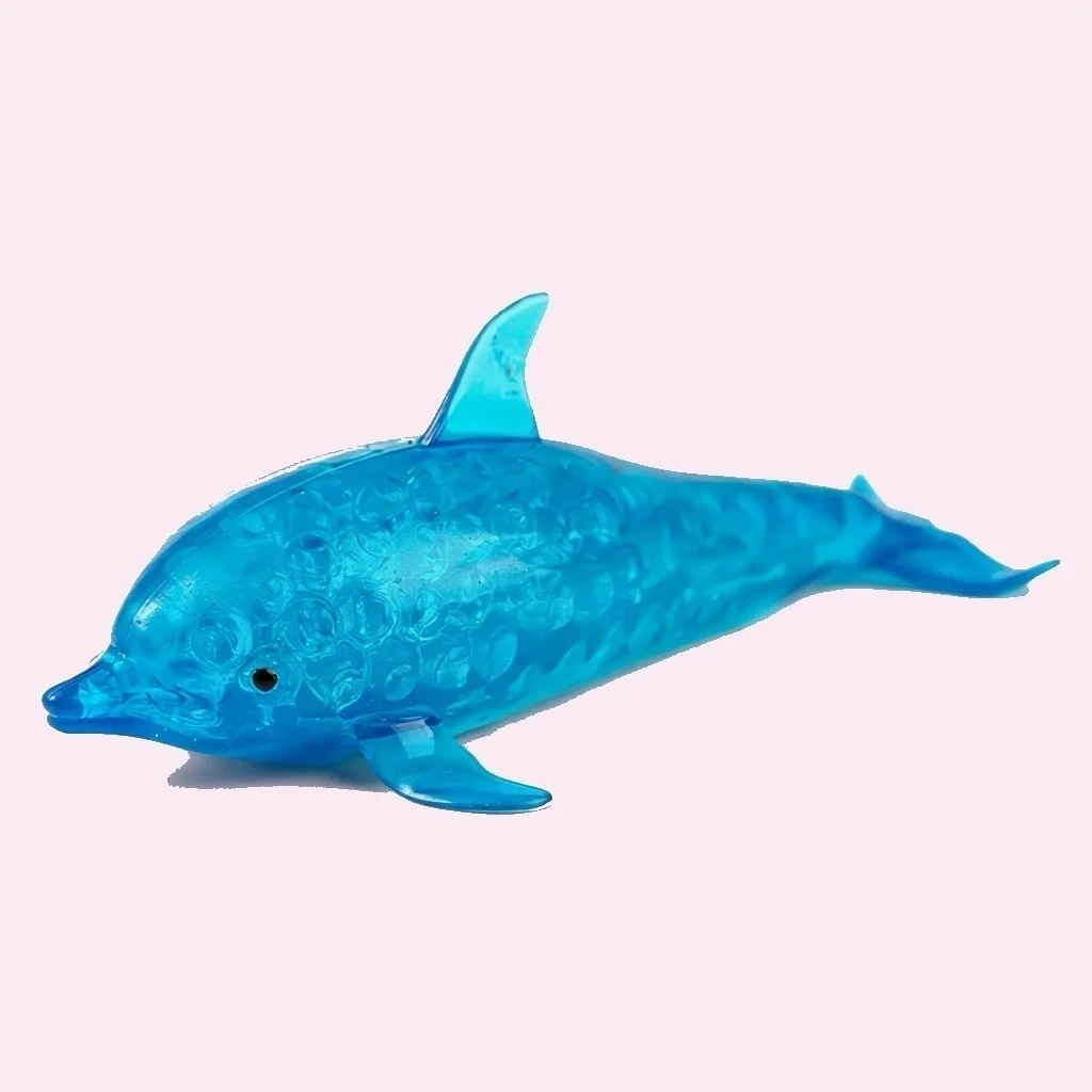 Jumbo Dolphin Squishy - Squeezy Water Bead Stress Ball Toy shown as a current dolphin squishy example