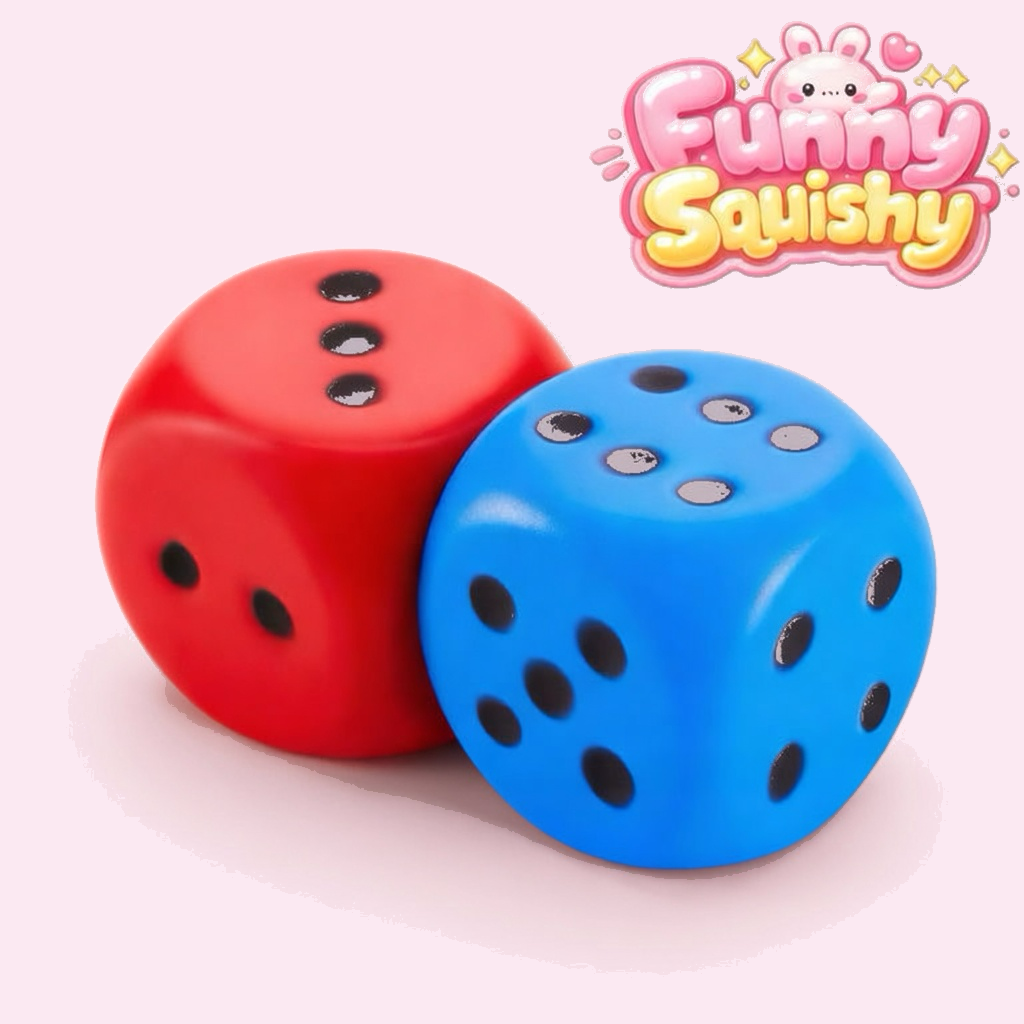 Large 3.9 inch red and blue foam dice squishy 2-pack