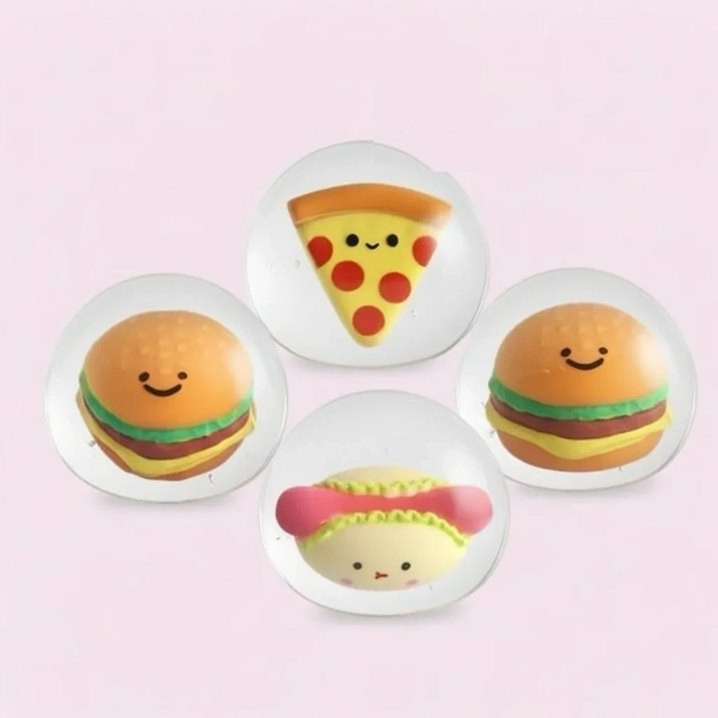Mochi Hot Dog Squishy 3 Pack of Fast-Food Minis shown as a current hot dog squishy example