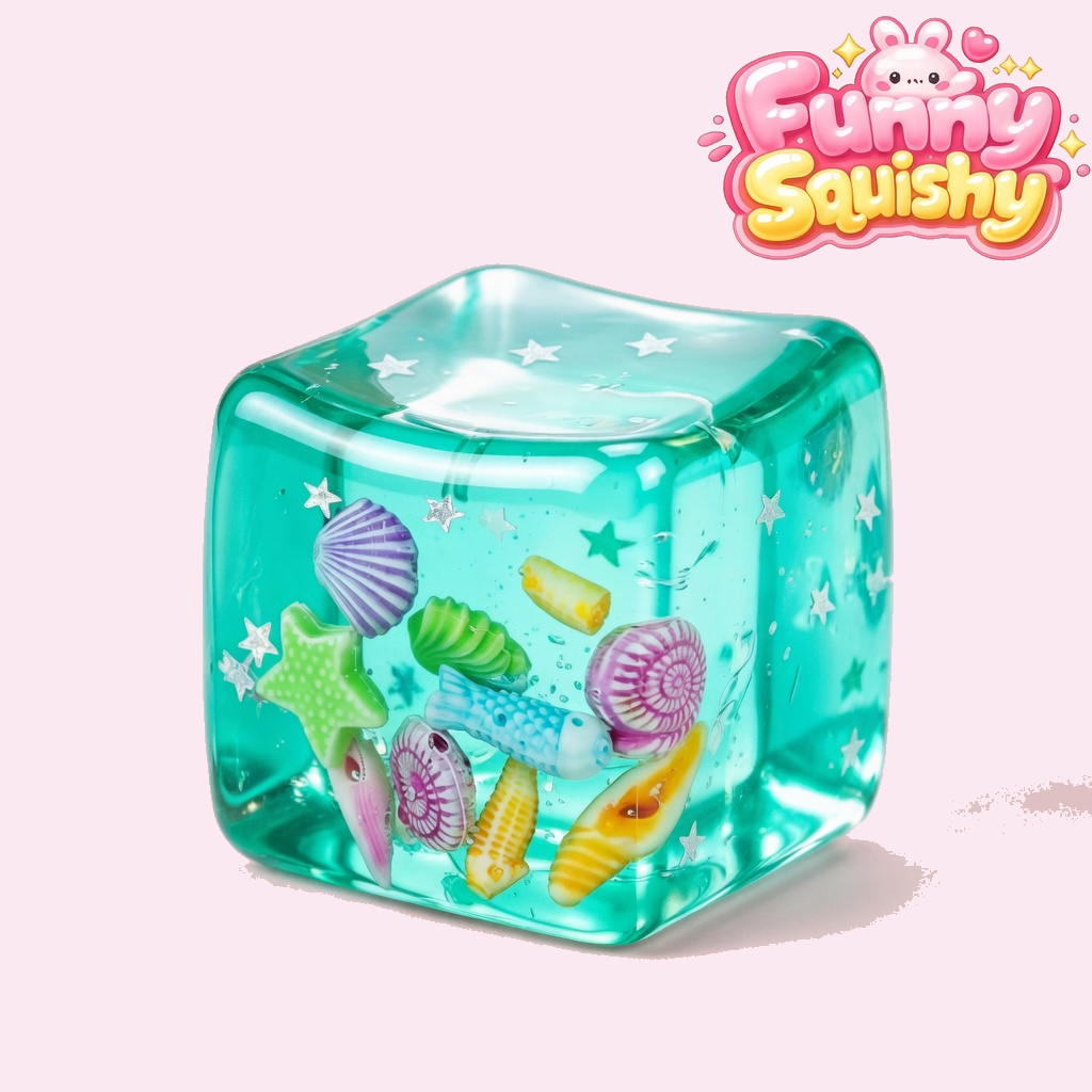 Ocean Jelly Cube Stress Ball – Translucent Sensory Squishy