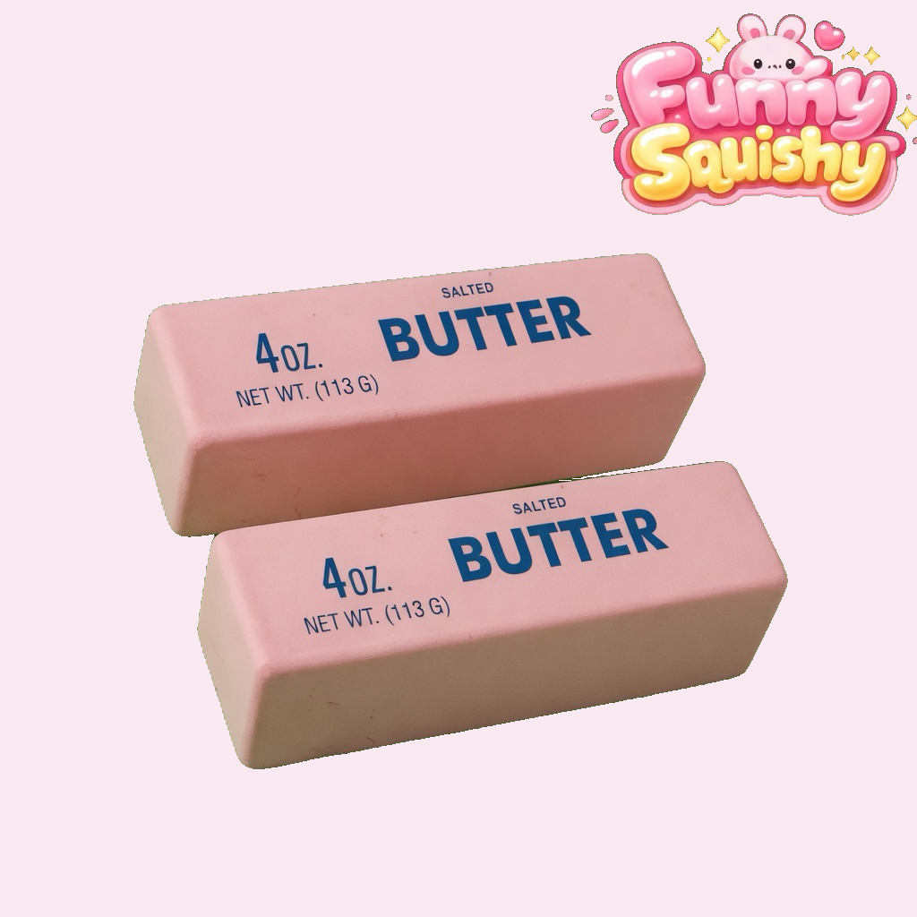 Pink butter brick squishy 2 pack stretchy stress squeeze toy