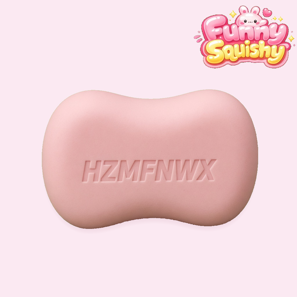 Pink crunchy bead-filled soap squishy fidget toy