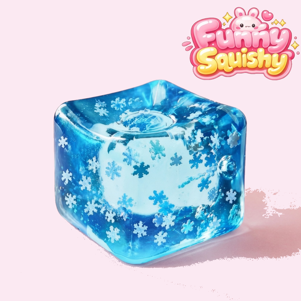 Ice Cube Squishy – Snowflake Jelly Cube Sensory Stress Toy